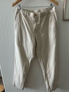 Uniqlo Cream Drawstring Cotton Linen  Chinos M
